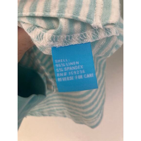 J. McLaughlin Brynn Stripe Linen Long Sleeve Jersey Top Button Shirt Aqua Mint S - Picture 9 of 10